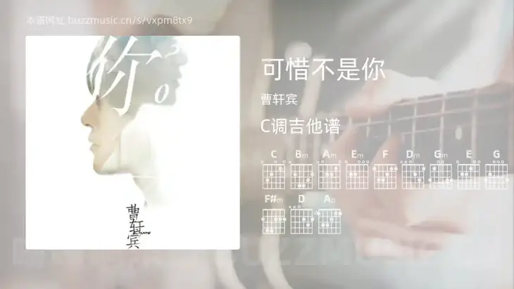 可惜不是你 曹轩宾 吉他谱C调简单版
