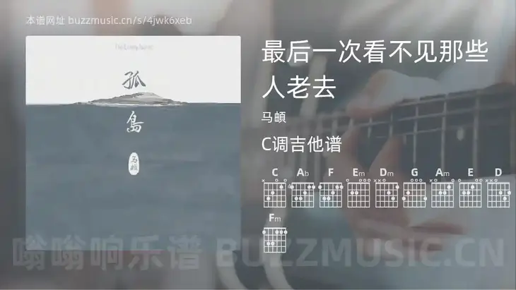 最后一次看不见那些人老去吉他谱C调 马頔 简单版