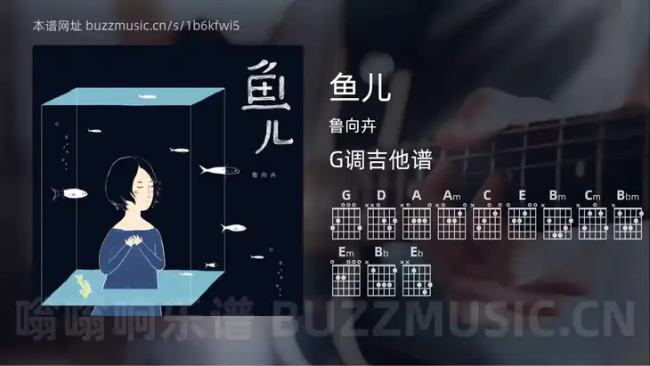 鱼儿 鲁向卉 吉他谱G调简单版