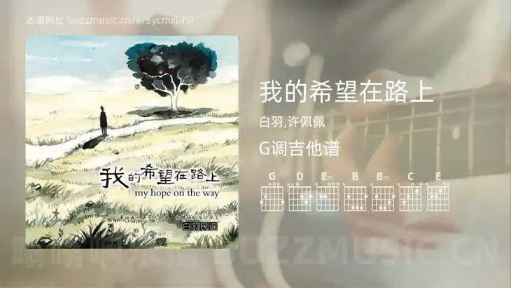 我的希望在路上 白羽,许佩佩 吉他谱G调简单版