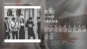 流浪 人行道乐队 吉他谱C调简单版