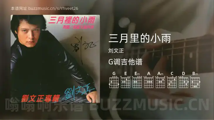 三月里的小雨 刘文正 吉他谱G调简单版
