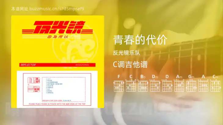 青春的代价 反光镜乐队 吉他谱C调简单版