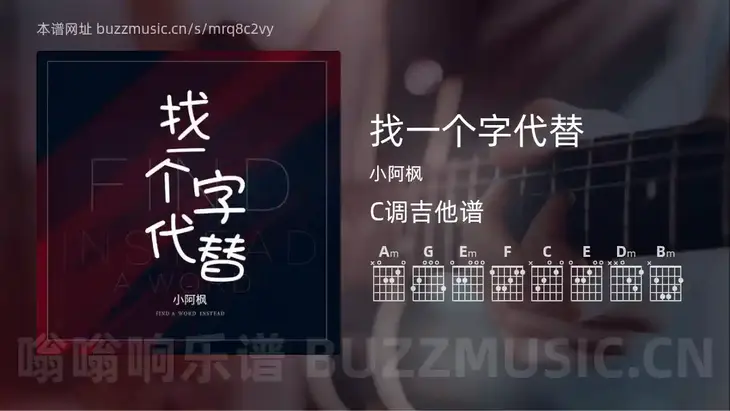 找一个字代替 小阿枫 吉他谱C调简单版