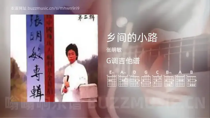 乡间的小路 张明敏 吉他谱G调简单版