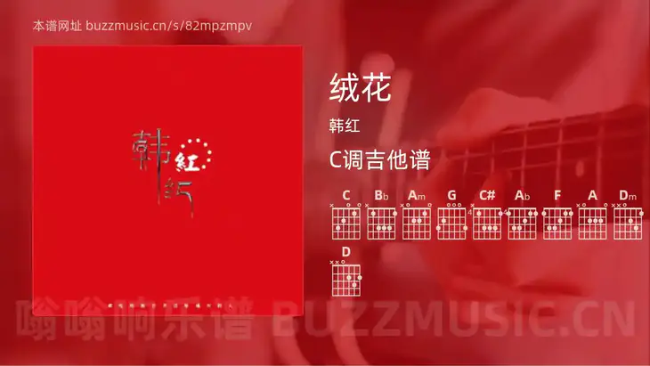 绒花吉他谱C调 韩红 简单版