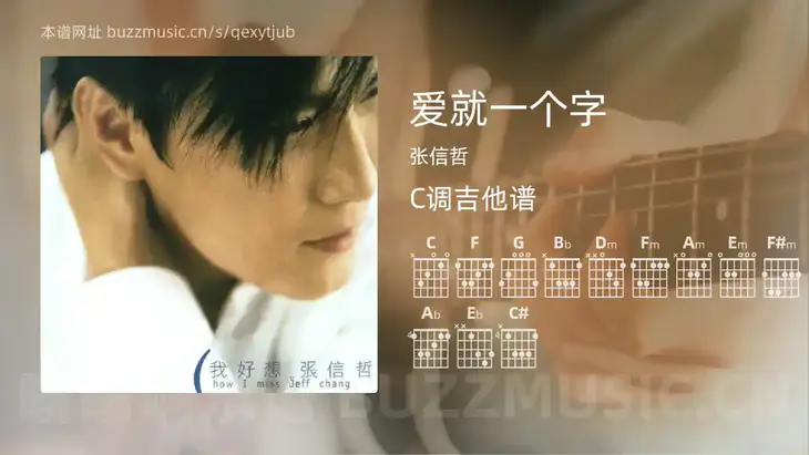 爱就一个字 张信哲 吉他谱C调简单版