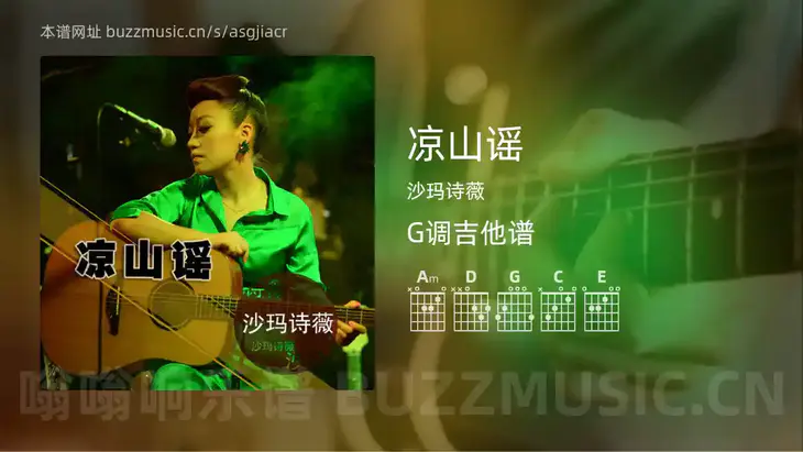 凉山谣 沙玛诗薇 吉他谱G调简单版