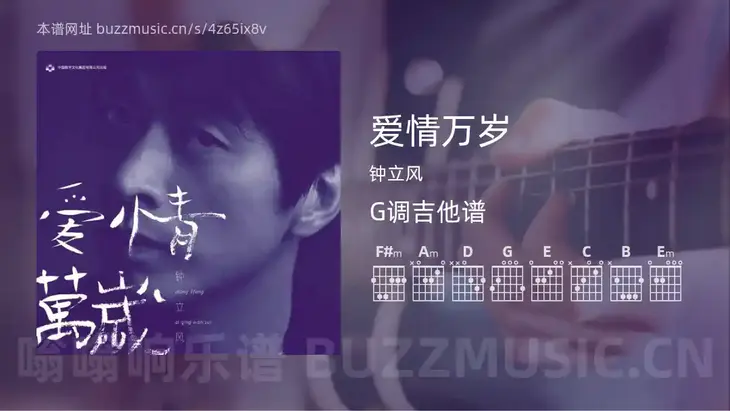 爱情万岁 钟立风 吉他谱G调简单版