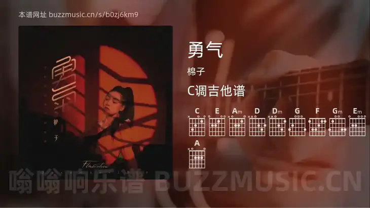 勇气吉他谱C调 棉子 简单版