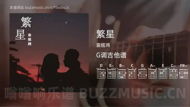 繁星吉他谱G调 袁铭鸿 简单版