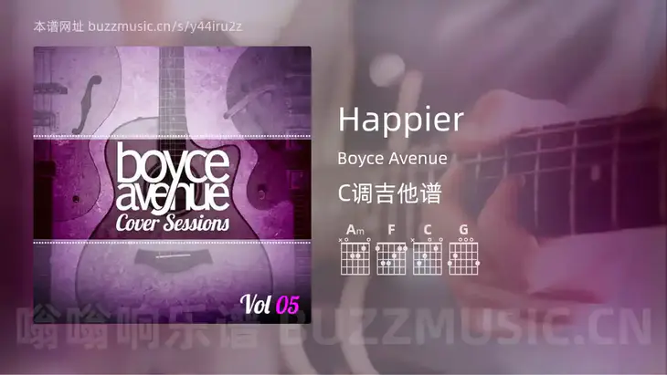 Happier Boyce Avenue 吉他谱C调简单版
