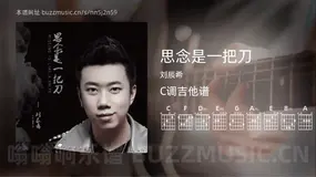 思念是一把刀 刘辰希 吉他谱C调简单版