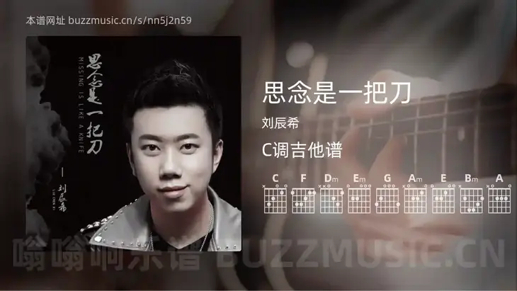 思念是一把刀 刘辰希 吉他谱C调简单版