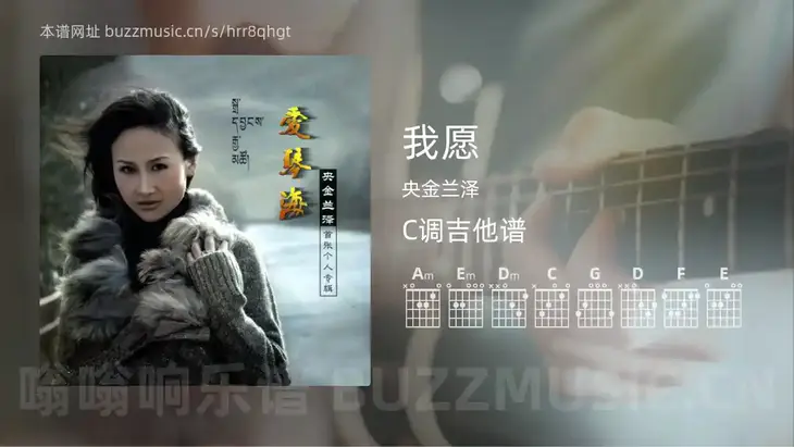 我愿 央金兰泽 吉他谱C调简单版