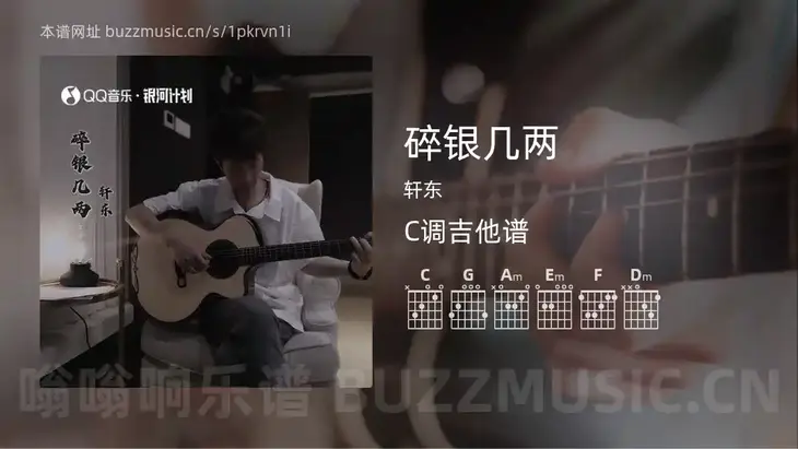 碎银几两 轩东 吉他谱C调简单版