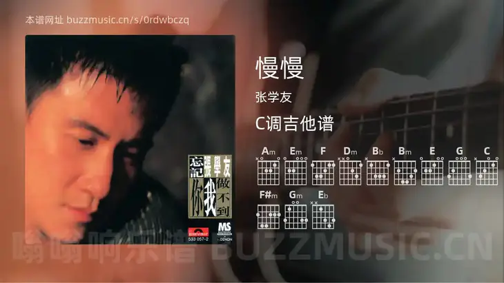 慢慢 张学友 吉他谱C调简单版