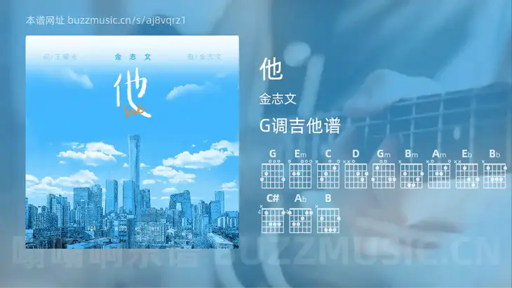 他 金志文 吉他谱G调简单版