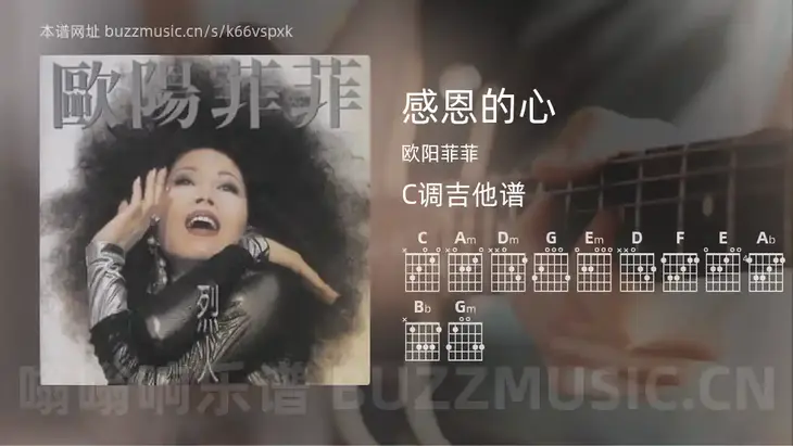 感恩的心 欧阳菲菲 吉他谱C调简单版