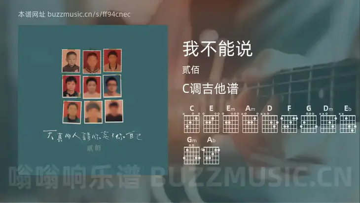 我不能说 贰佰 吉他谱C调简单版
