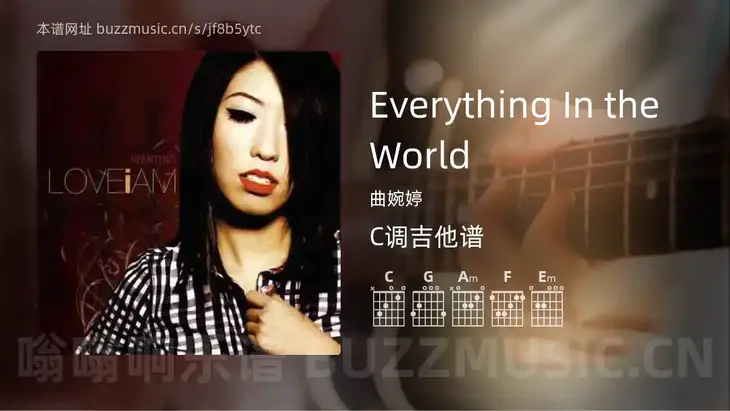 Everything In the World 曲婉婷 吉他谱C调简单版