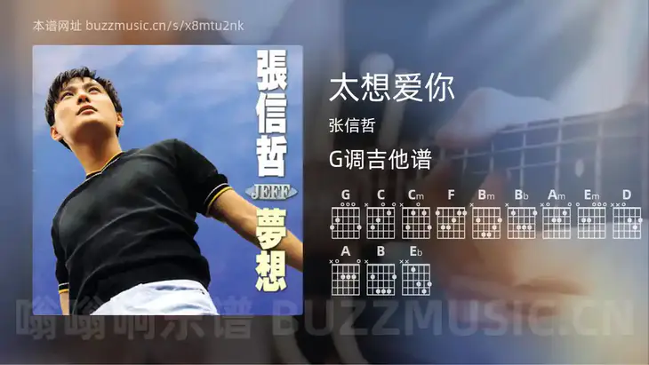 太想爱你 张信哲 吉他谱G调简单版
