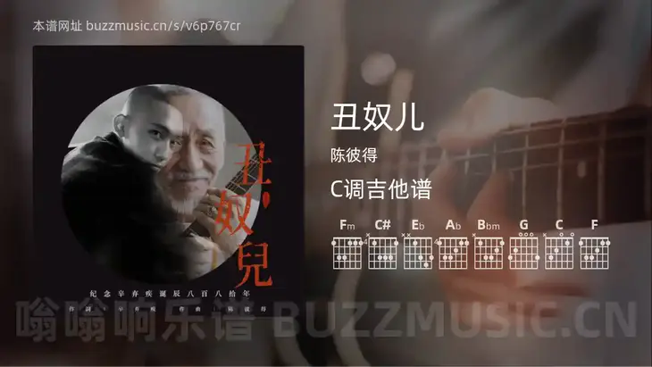丑奴儿吉他谱C调 陈彼得 简单版
