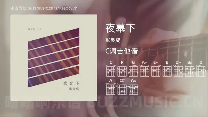 夜幕下 张良成 吉他谱C调简单版