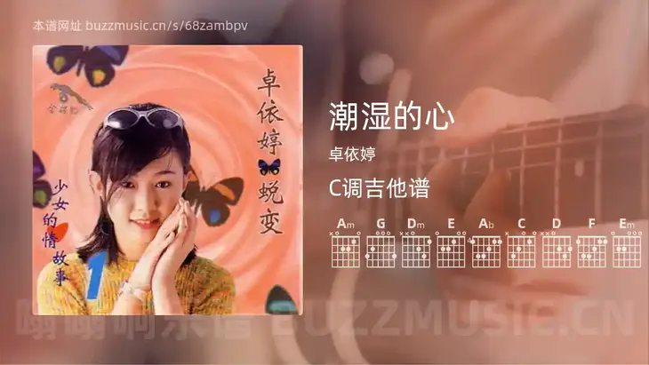 潮湿的心 卓依婷 吉他谱C调简单版