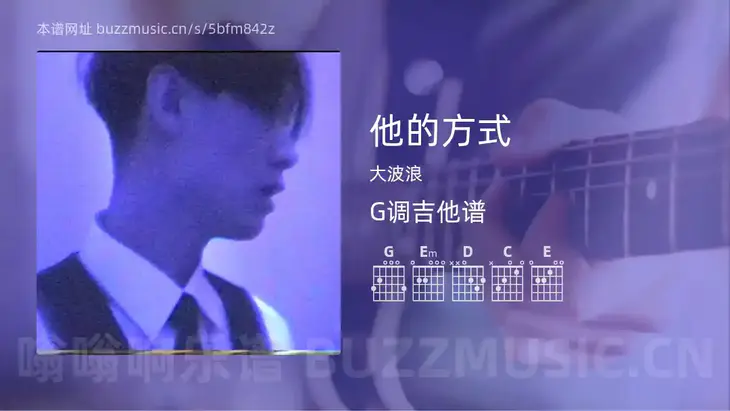 他的方式 大波浪 吉他谱G调简单版