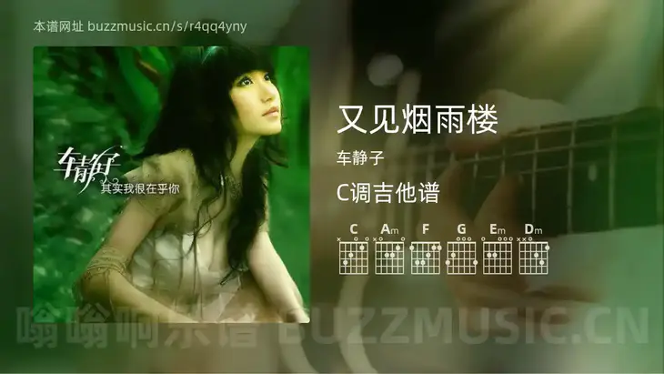 又见烟雨楼 车静子 吉他谱C调简单版