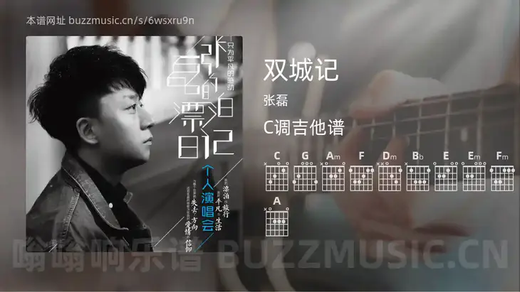 双城记 张磊 吉他谱C调简单版