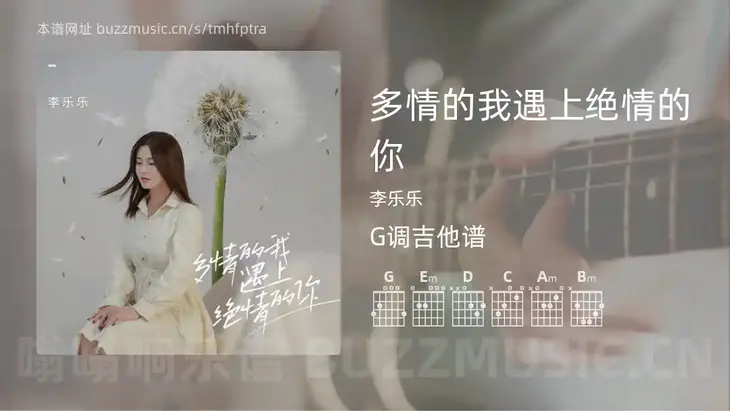 多情的我遇上绝情的你 李乐乐 吉他谱G调简单版