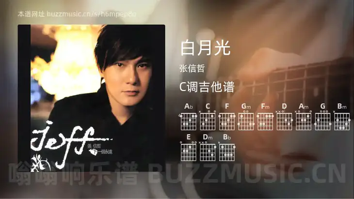 白月光吉他谱C调 张信哲 简单版