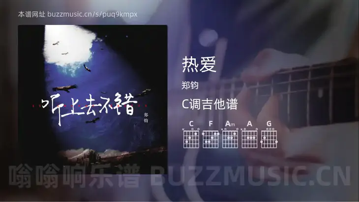 热爱吉他谱C调 郑钧 简单版
