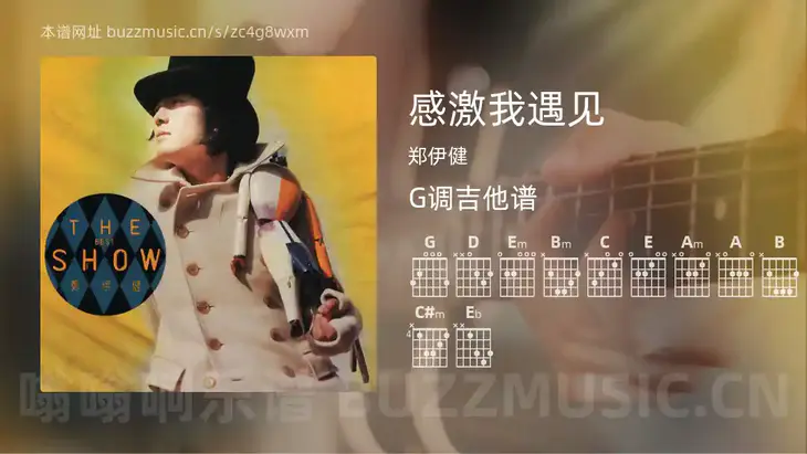 感激我遇见 郑伊健 吉他谱G调简单版
