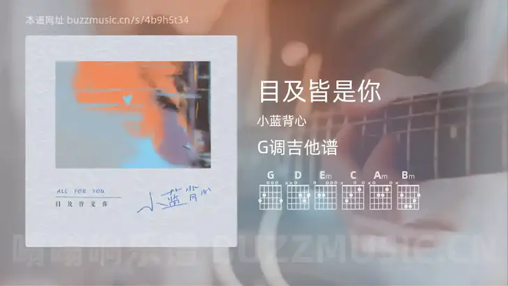 目及皆是你 小蓝背心 吉他谱G调简单版