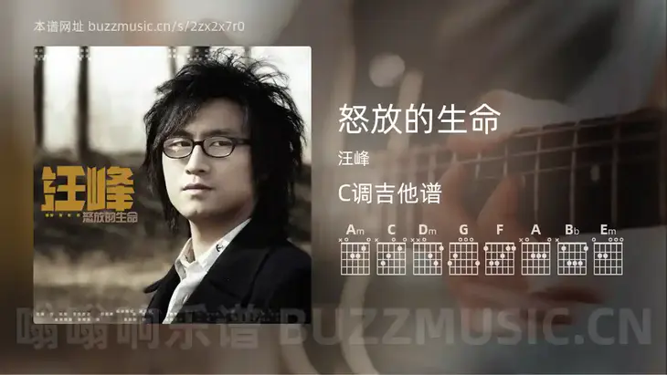 怒放的生命吉他谱C调 汪峰 简单版