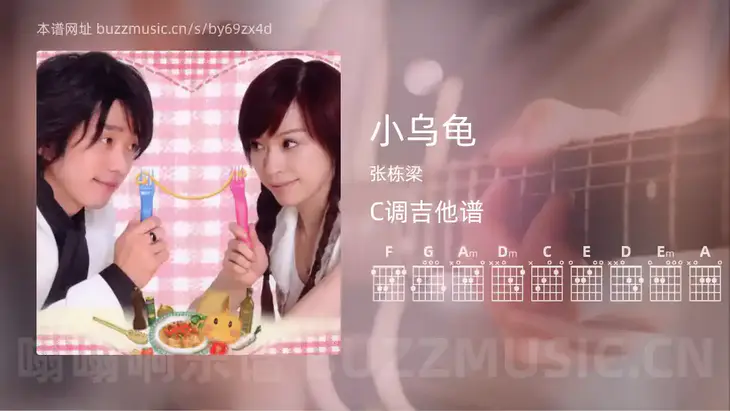 小乌龟 张栋梁 吉他谱C调简单版