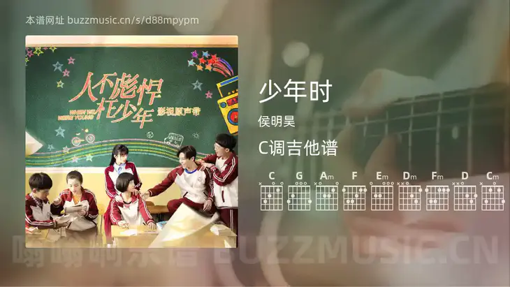 少年时吉他谱C调 侯明昊 简单版