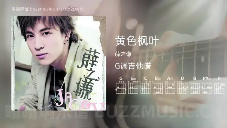 黄色枫叶 薛之谦 吉他谱G调简单版