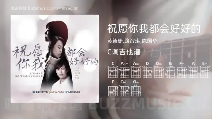 祝愿你我都会好好的 黄绮珊,路滨琪,陈国华 吉他谱C调简单版