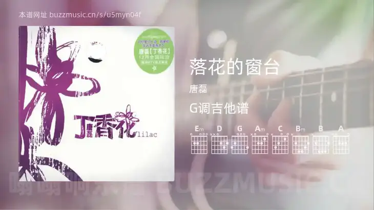 落花的窗台 唐磊 吉他谱G调简单版
