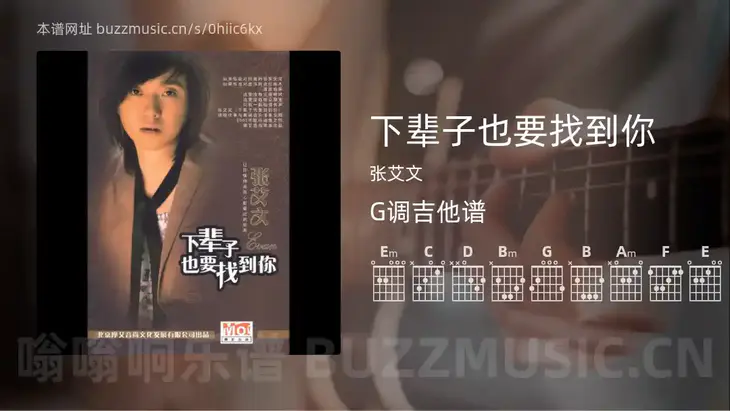 下辈子也要找到你 张艾文 吉他谱G调简单版