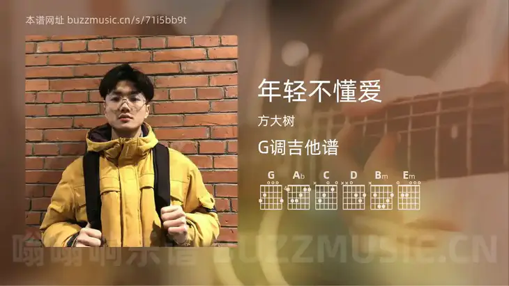 年轻不懂爱吉他谱G调 方大树 简单版