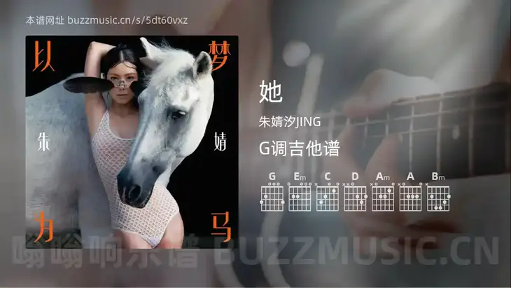 她 朱婧汐JING 吉他谱G调简单版