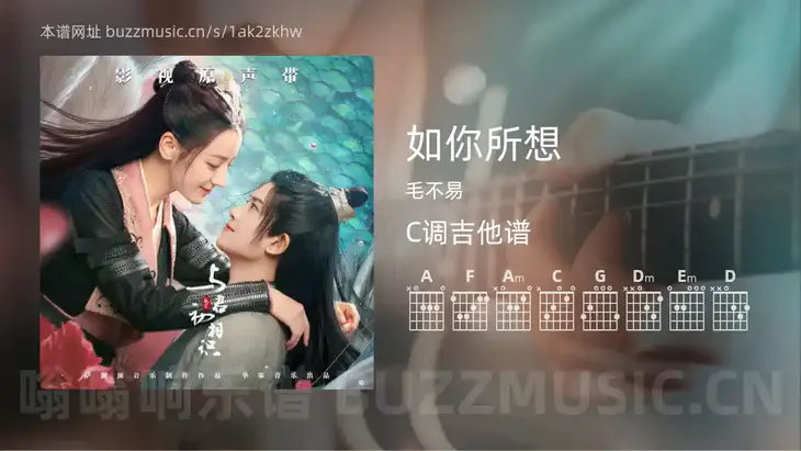 如你所想 毛不易 吉他谱C调简单版