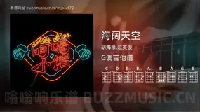 海阔天空 胡海泉,赵英俊 吉他谱G调简单版