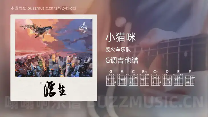 小猫咪 丢火车乐队 吉他谱G调简单版