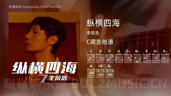 纵横四海吉他谱C调 李荣浩 简单版